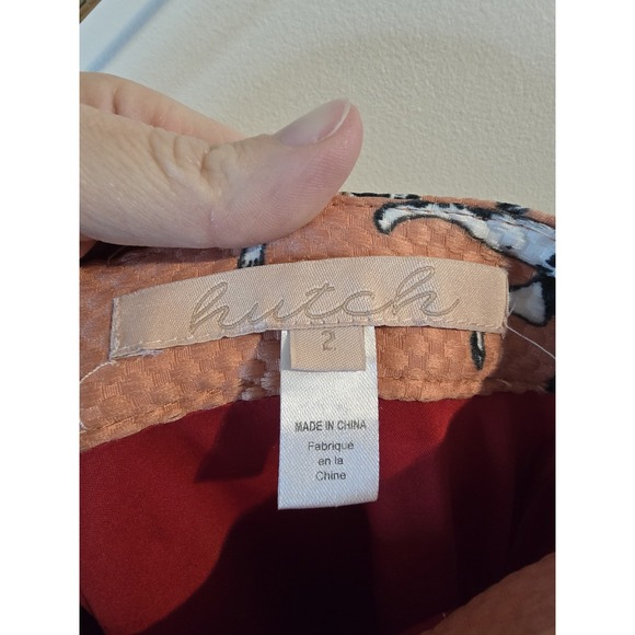 HUTCH‎ Anthropologie Sporty Dalmation Skirt Full A-Line Orange Red Size 2 - Picture 7 of 8